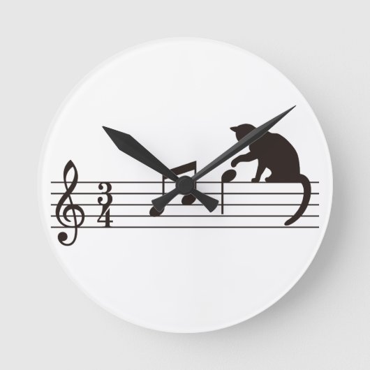 A Cat Toying with Notes Runde Wanduhr (Vorderseite)