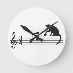 A Cat Toying with Notes Runde Wanduhr