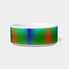 A ceramic bowl with a vibrant, rainbow gradient napf