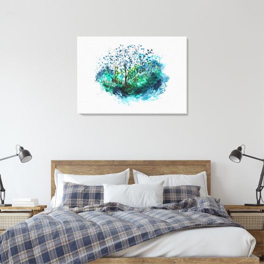 A Certain Shade of Green Watercolours Canvas Print Leinwanddruck (Insitu (Schlafzimmer))