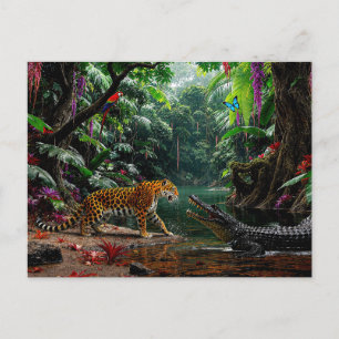 "A Chance Encounter" - Portrait über bunte Wildtie Feiertagspostkarte