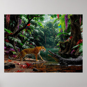 "A Chance Encounter" - Portrait über bunte Wildtie Poster