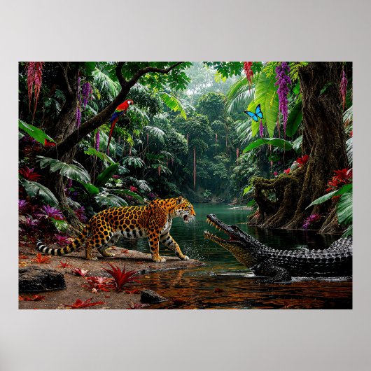 "A Chance Encounter" - Portrait über bunte Wildtie Poster (Vorne)