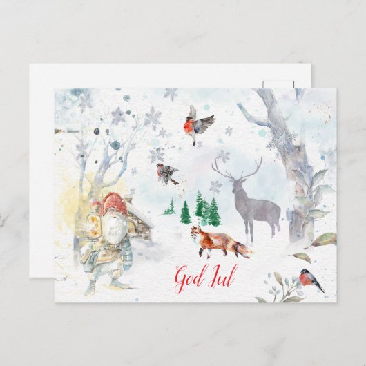 A charming Scandinavian winter gnome Postkarte (Vorne/Hinten)
