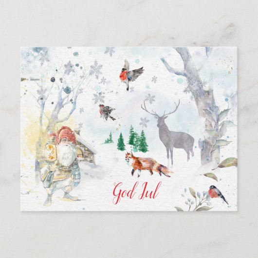A charming Scandinavian winter gnome Postkarte (Vorderseite)
