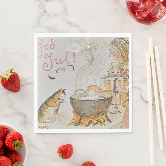 A charming Scandinavian winter scene  Tack Kort Serviette (Beispiel)