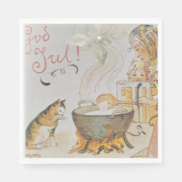 A charming Scandinavian winter scene Tack Kort Serviette