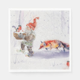 A charming Scandinavian winter scene Tack Kort Serviette