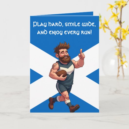 A Cheerful Scottish Rugby Player Karte (Gelbe Blume)