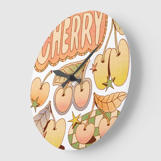 A Cherry / Cherry Illustrations Große Wanduhr (Winkel)
