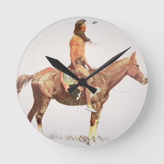 A Cheyenne Brave, 1901 (colour litho) Runde Wanduhr (Vorderseite)