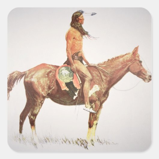 A Cheyenne Brave, 1901 (Farbe litho) Quadratischer Aufkleber (Vorderseite)