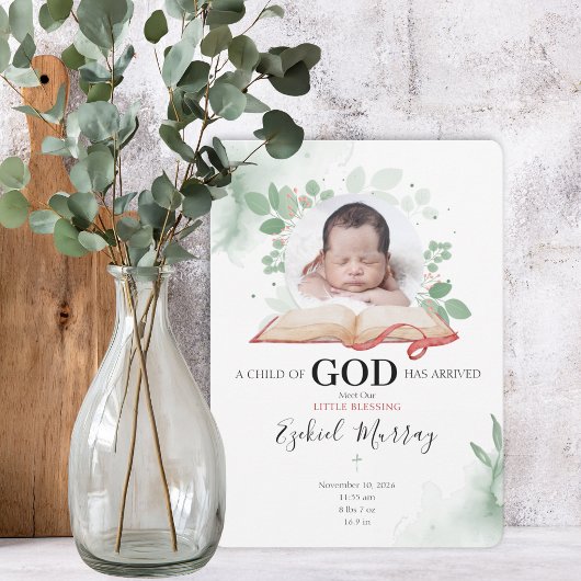 A Child Of God Has Arrived Birth Announcement Card