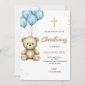 A christening Invitation features a teddy bear Einladung (Vorderseite)