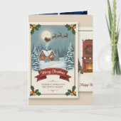 A Christmas card with snowy scenes, festive text, Karte (Vorderseite)