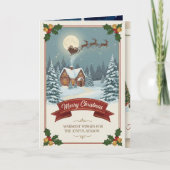 A Christmas card with snowy scenes, festive text, Karte (Vorderseite)