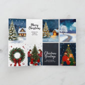 A Christmas card with snowy scenes, festive text, Karte (Innenseite)