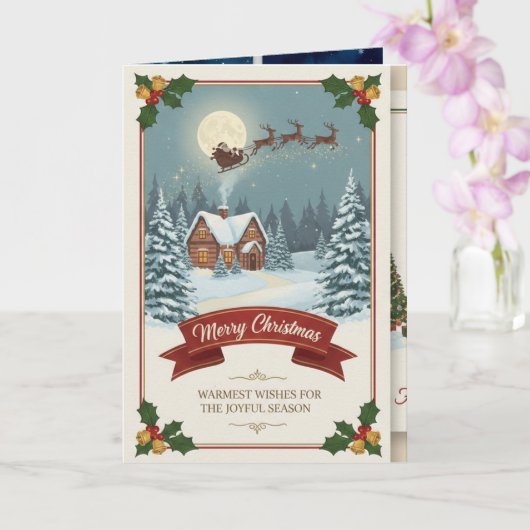 A Christmas card with snowy scenes, festive text, Karte (Orchidee)