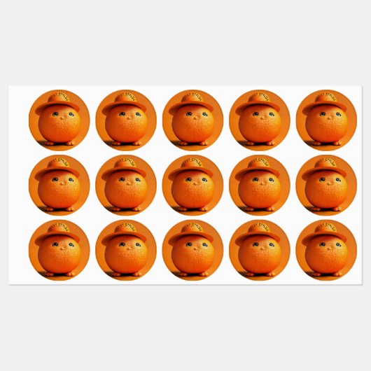 A Chubby Orange with Hat - wasserdicht Aufkleber (Blatt)