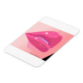 A close-up digital art of glossy pink lips adorned magnet (Linke Seite)