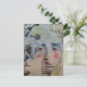 A Clown Face Abstract mixed media collage Postcard Postkarte (Stehend Vorderseite)