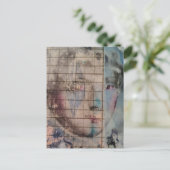 A Clown Face Abstract mixed media collage Postcard Postkarte (Stehend Vorderseite)
