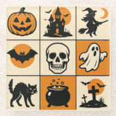 A coaster with various Halloween-themed images Glasuntersetzer (Vorderseite)