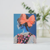 A Colorful lady with a big bow Collage Postkarte (Stehend Vorderseite)