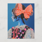 A Colorful lady with a big bow Collage Postkarte (Vorderseite)