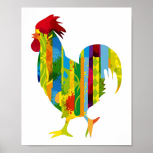 A colorful rooster poster