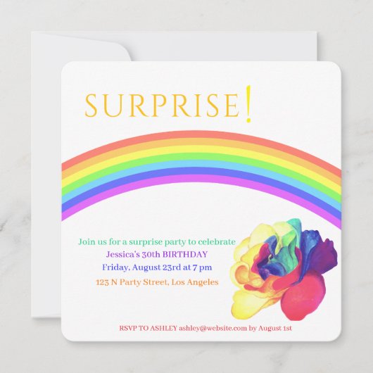 A Colorful Wonderful Surprise Party Einladung (Vorderseite)