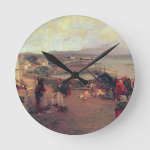 A Connemara Village - The Way To The Harbour, 1898 Runde Wanduhr