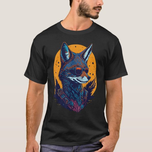 A Cool Canine in Shades Retro Graphic Cute Coyott T-Shirt (Vorderseite)