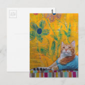 A Cool Ginger Kitty Mixed Media Collage Postkarte (Vorne/Hinten)