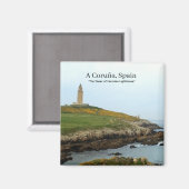 A Coruña, Spanien - Der Leuchtturm Tower of Hercul Magnet (Vorderseite/Rückseite)