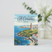 A Coruña, Spanien Postkarte (Stehend Vorderseite)