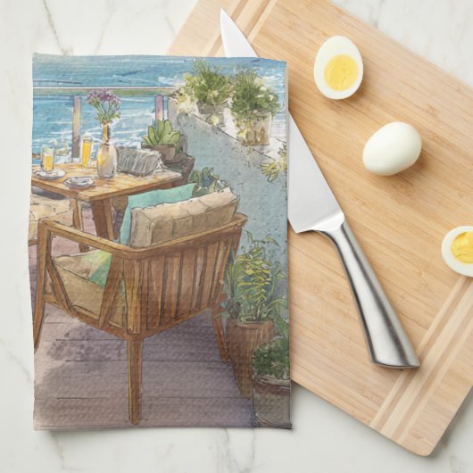 A Cosy Seaside Balcony Geschirrtuch (Viertel Falte)
