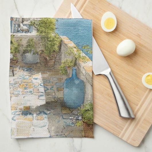 A Cosy Seaside Balcony Geschirrtuch (Viertel Falte)