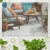 A Cosy Seaside Balcony Geschirrtuch (Gefaltet)