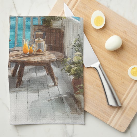 A Cosy Seaside Balcony Geschirrtuch (Viertel Falte)