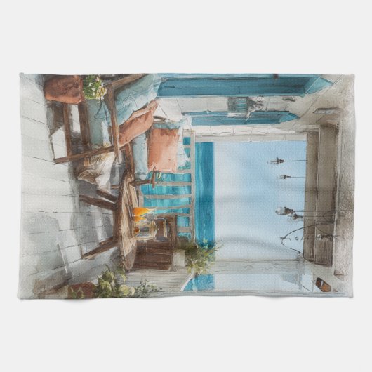 A Cosy Seaside Balcony Geschirrtuch (Horizontal)