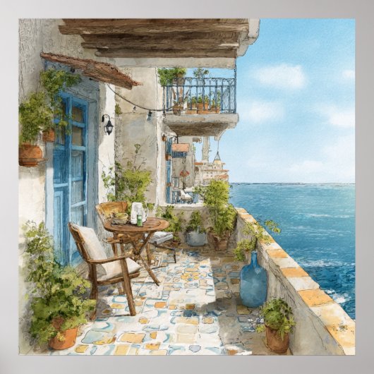 A Cosy Seaside Balcony Poster (Vorne)