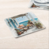 A Cosy Seaside Balcony Rechteckiger Pappuntersetzer (angewinkelt)