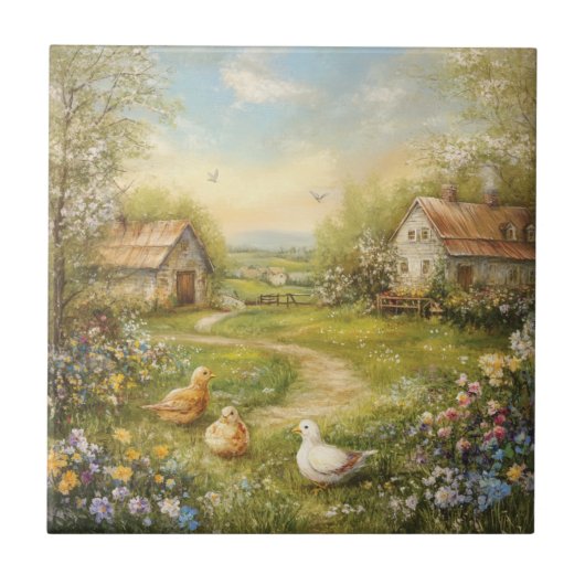 A Country Farmhouse and Barn Fliese (Vorderseite)
