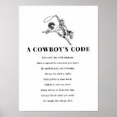 A Cowboy's Code Print, Black and White, Wild West Poster (Vorne)