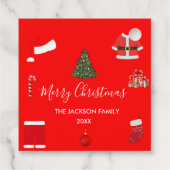 A Cozy Christmas Gathering Set on Warm Red Geschenkanhänger (Rückseite)