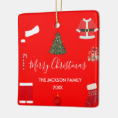 A Cozy Christmas Gathering Set on Warm Red Keramikornament (Links)