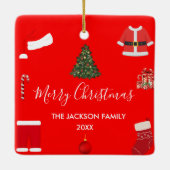 A Cozy Christmas Gathering Set on Warm Red Keramikornament (Rückseite)