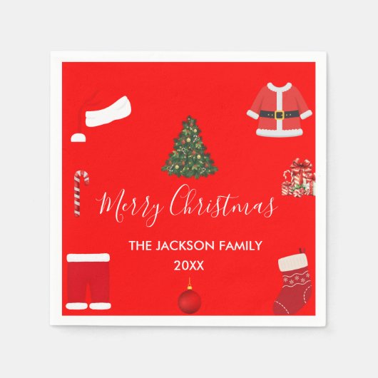 A Cozy Christmas Gathering Set on Warm Red Serviette (Vorderseite)