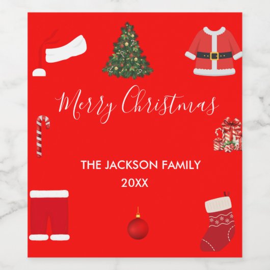 A Cozy Christmas Gathering Set on Warm Red Weinetikett (Einzelnes Label)